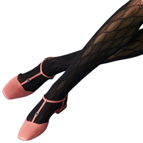 Gucci Double GG T Strap Patent Leather Ballet Flat Pink Size 39.5 - Picture 2 of 15